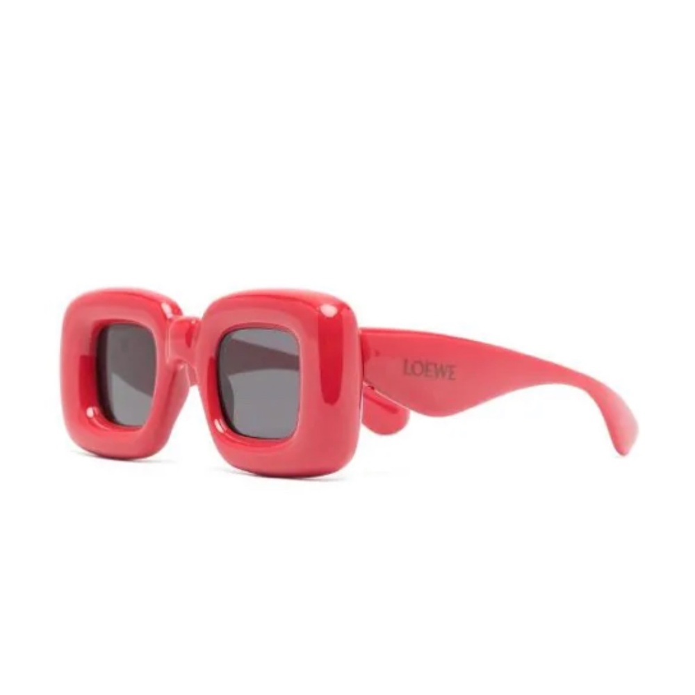 Loewe Inflated Rectangular Red Frame Sunglasses